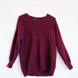 Wine Red Pocket Sweater